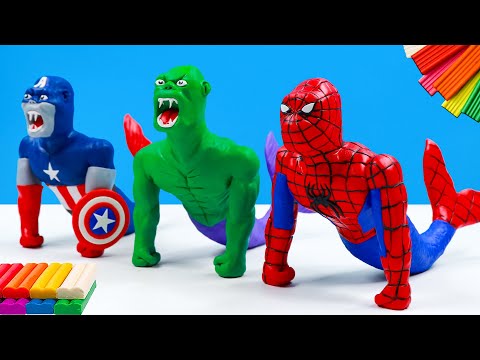 How to make King Kong mix fish mod superhero Spider-man, Hulk, Captain America with Clay