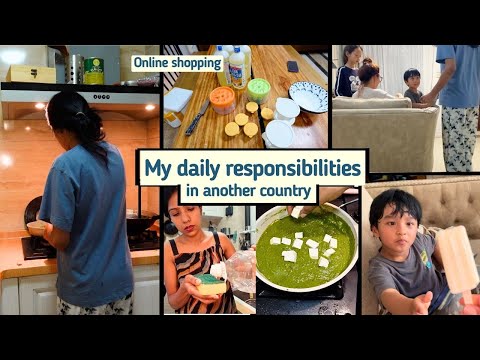 How I manage home, kitchen and family in another country | Online shopping I Spinach pizza