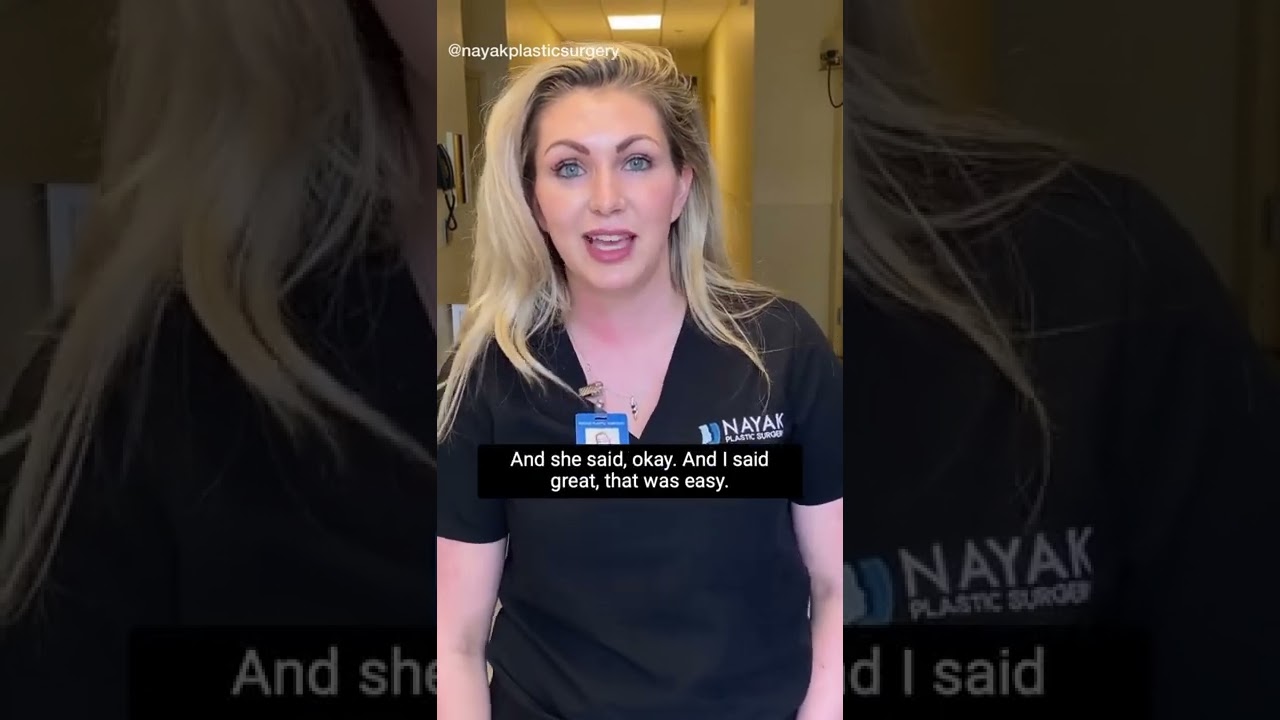 Woman speaking in a medical setting with subtitles.