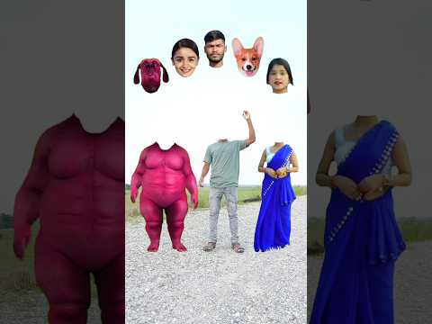 fatty dog & cute bhabi correct head matching with tu radha meri main shyam tera songs 😄#shorts #bsk
