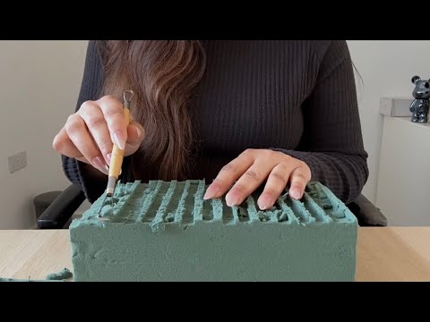 [ASMR] Floral Foam Tapping, Scratching, Carving & Scooping