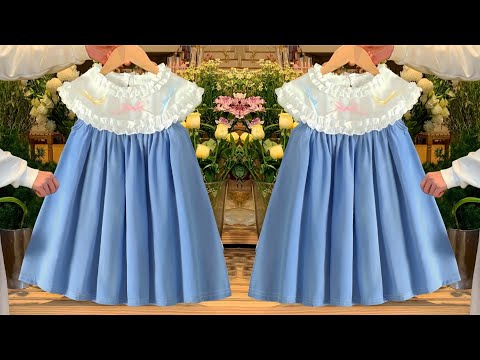 Cute Baby Frock Cutting & Stitching with Frill Yoke | Easy DIY Pleated Dress for Kids at Home