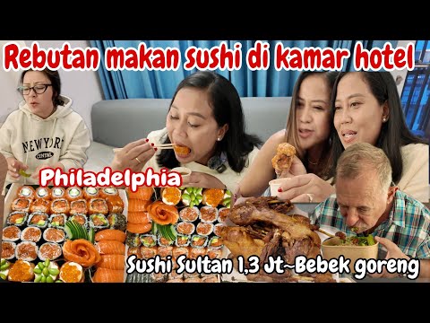 REBUTAN SUSHI DI HOTEL‼️AKHIRNYA MAKAN SUSHI @PHILADELPHIA BARENG TRINIL,SUAMI & ANAK BULE ( WEDOK )