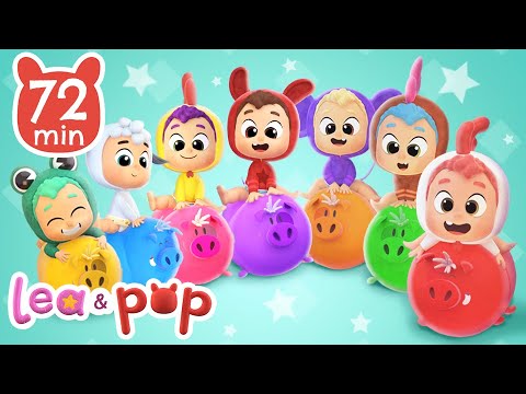 Los cerditos en los toboganes de colores y su amigo Pop 🐷 Vídeos educativos de Lea y Pop