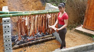 TIMELAPSE--180 Days Smoked Pork, Smoked Fish Processing Go To Sell - Build Log Cabin