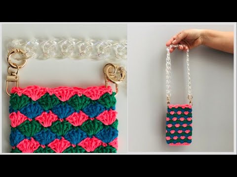 MNI BOLSA DE CROCHÊ - PORTA CELULAR