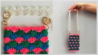 MNI BOLSA DE CROCHÊ - PORTA CELULAR