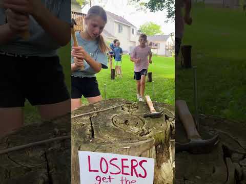 Backyard Hammer Challenge! #game #family #nail #hammer