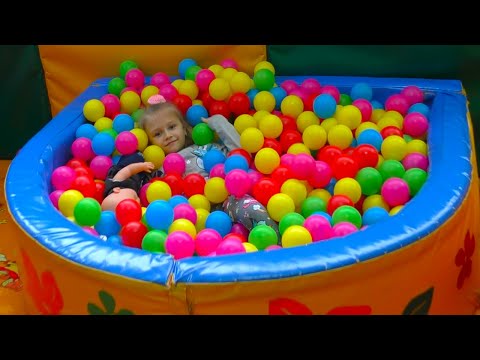 Little Vlogger plays with Baby Born at the Indoor Playground in Kids Video