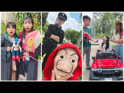 Poor boy vs 2 bad wizard girls 🧙🏻‍♂️ Police vs thief 👮🏻‍♂️ by Linh Nhi #shorts