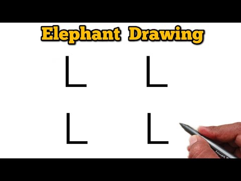 How to Draw Elephant from Letter LLLL | Easy Drawing Trick for Beginners