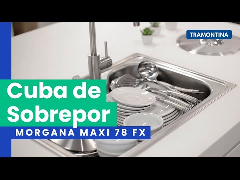 Cuba de Sobrepor Morgana Maxi 78 FX 86x50 +Dosador +Cesto Tramontina