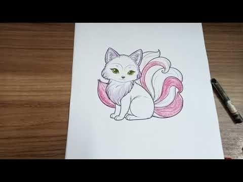 Share coloring picture of red nine tailed dog