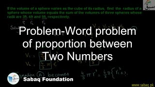 Problem-Word problem of proportion between Two Numbers
