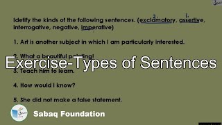 Exercise-Types of Sentences
