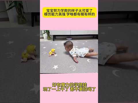 奶奶买的这个学爬娃太有魔力了，玩了一上午，都不要奶喝了。宝宝认真学爬的样子真可爱，学的有模有样的！宝宝玩具哄娃神器母婴好物学爬行的小宝宝爬爬娃