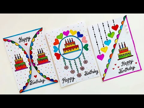 3 DIY Easy & Beautiful white paper Birthday Greeting Card making 2025 | Handmade Happy Birthday Card