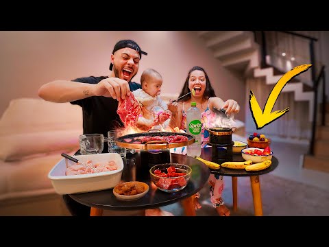 FIZEMOS A NOITE DO FONDUE EM CASA🥩 A CHAPA ESTOUROU 😨!