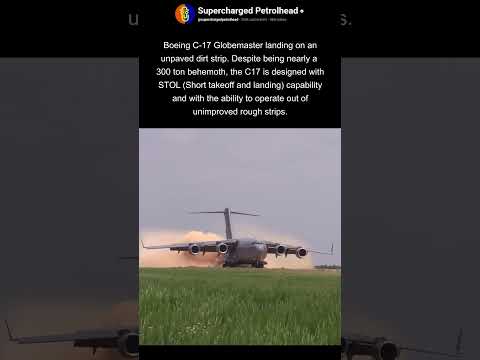 C-17 globemaster landing on dirt runway