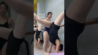 Students doing dance flexibility training