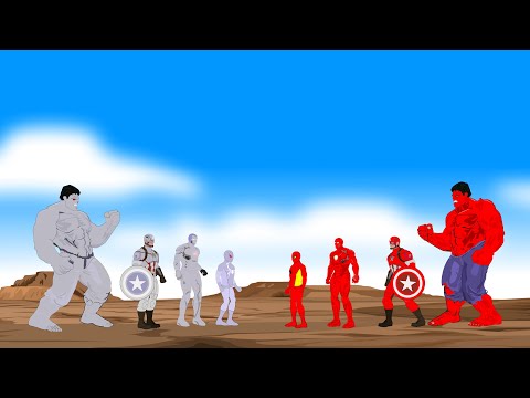 White Hulk - White Spiderman - White Ironman - White Cap A vs Red Hulk - Red Spiderman - Red Cap A