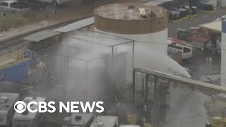 YouTube video thumbnail: Explosion Fears Remain, but Crack in California Chemical Tank is Positive Sign