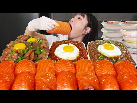 [밥도둑] 대왕 연어초밥 1kg + 새우장 & 게장 3kg 먹방🔥 행복지수 100% GIANT SALMON SUSHI 🍣 MARINATED SHRIMP , CRAB MUKBANG