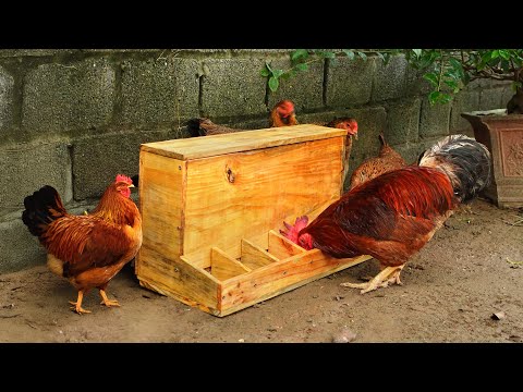 Save time with automatic wooden chicken feeder