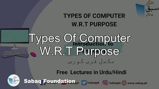 Types Of Computer W.R.T Purpose