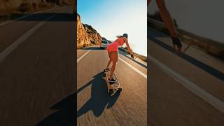 Downhill near ocean #skatergirl #downhill #skateboarding #freestyle