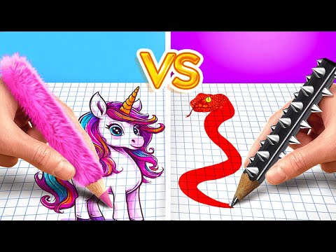 BUENOS VS MALOS TRUCOS Y GADGETS ESCOLARES 🎒 Reto de Arte y Trucos de Dibujo de 123 GO!