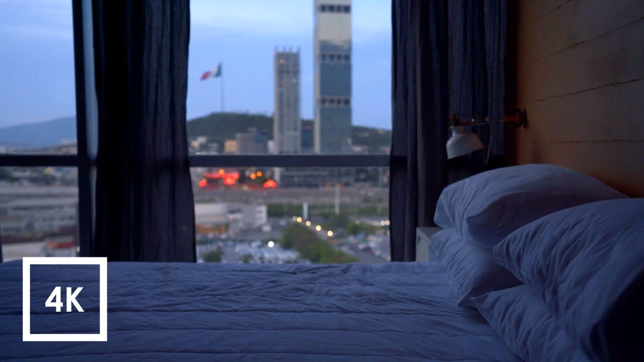 Open Window City and Traffic Sounds at Night for Sleep and Study 10 Hours 4k
