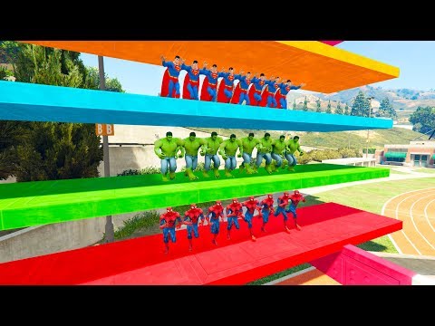 SUPERHERO RUNNING with obstacles competition Learn Numbers and colors for kids