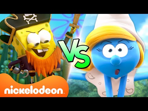 Smurfs | Smurfs versus SpongeBob: Siapa yang Punya Petualangan LEBIH BAIK? 🌟 | Nickelodeon Bahasa