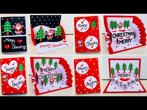 DIY 4 Easy Christmas pop-up card ideas // Christmas greeting card making handmade // Christmas card