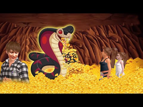 Giant Snake Golden coin विशाल नागिन का सुनहरा गुफा खजाना Moral Stories Sona Nagin aur Gareeb Bachche