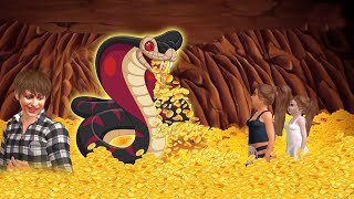 Giant Snake Golden coin विशाल नागिन का सुनहरा गुफा खजाना Moral Stories Sona Nagin aur Gareeb Bachche