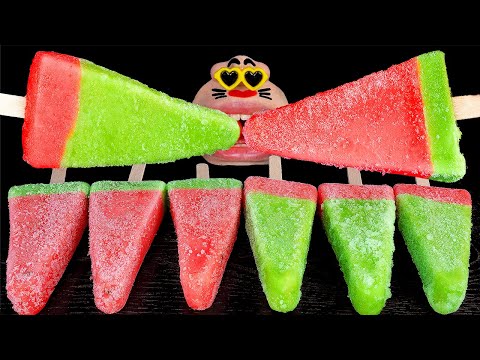 ASMR MUKBANG NEW Watermelon Ice Cream Popsicle EATING SHOW (4K)