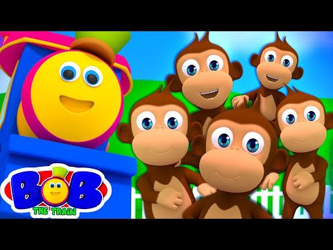 🐒 Bob the Train 1 Hour Compilation | Five Little Monkeys & Top Nursery Rhymes