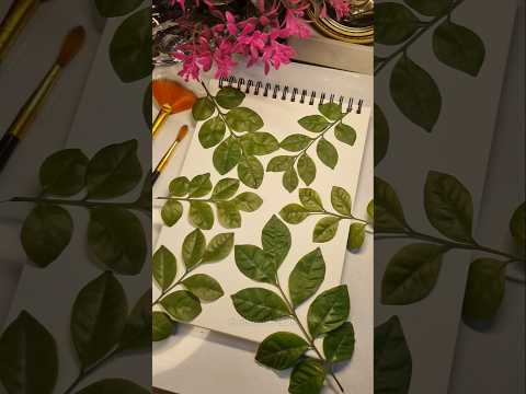 Easy leafy background #painting #shorts #shortvideo #leafpainting