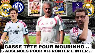 🚨CASSE TÊTE POUR MOURINHO AVANT L'INTER .. / 5 ABSENCES AU MILIEU 😬/ UN DÉFENSEUR UTILISÉ AU MILIEU