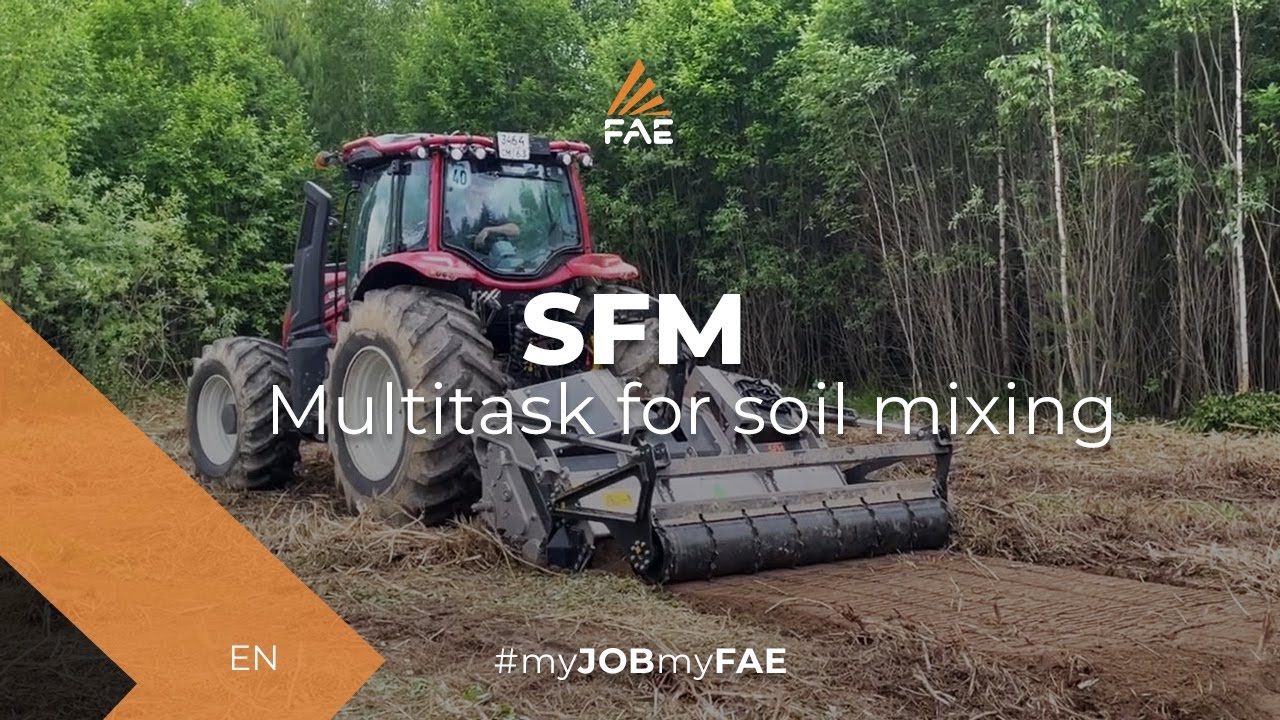 Video - FAE SFM - Trituradora de piedras, subsoladora y trituradora forestal para tractores TDF con rotor de dientes fijos 