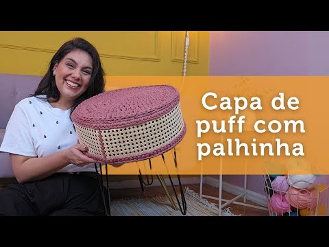 Capa de puff em crochê com palha indiana | por Ju quem fez