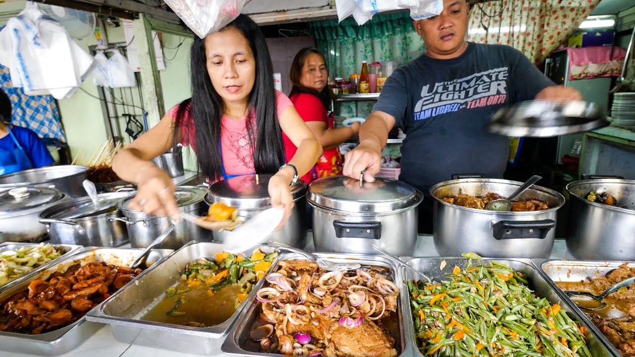 Philippines Street Food - AMAZING Filipino Food at Aling Sosing's Carinderia in Manila