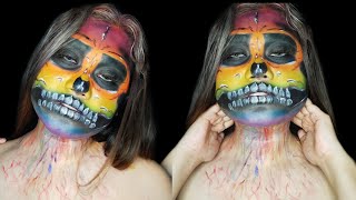 Rainbow Skull Makeup Look | Carmela Estrada