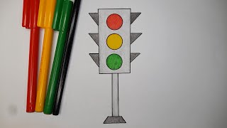Cara Menggambar Lampu Lalu Lintas Mudah