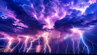 ⚡ Intense Thunderstorm at Night | Heavy Rain on Roof & Very Strong Thunder Sound, Lightning Ambience