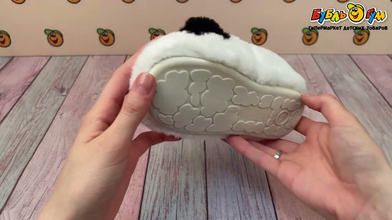 Тапочки Pasito Мишки домашние меховые белые - видео