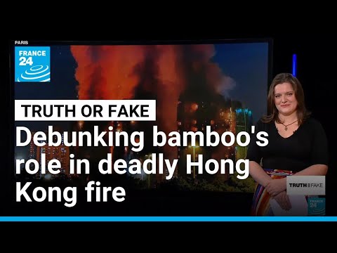 YouTube video thumbnail: Hong Kong High-Rise Fire: Misinformation Targets Firefighters and Bamboo Scaffoldings