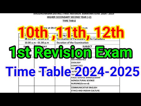 10th 11th 12th First Revision Time table 2025 | 1st Revision time table 2025